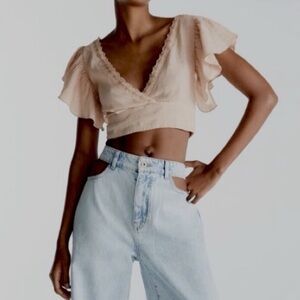 Zara linen shell pink top